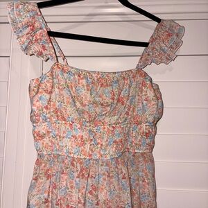 Floral Ruffle Strap Shirt